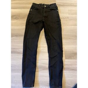Zara, women's black mid - rise cotton blend skinny jeans size 6